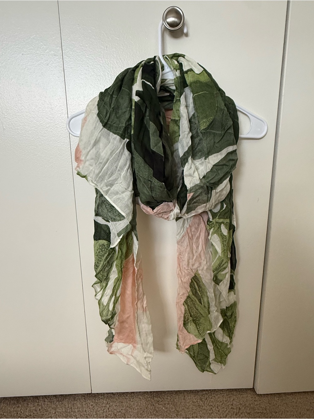 Lightweight Tropical Leaf-Print Scarf/Wrap
